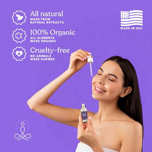 Crown Chakra Facial Serum Essential Oils Blend, Natural & Organic Moisturizing Serum for Face with Sunflower, Argan, Apricot, Frankincense, Vanilla Oils for Spiritual Journey, Peace, Deeper Connection