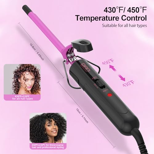 DAN Technology 3/8 Inch Small Curling Iron for Short Hair, 9mm Barrel (Pink)
