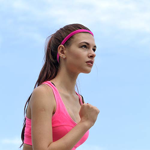 Duufin 20 Pieces Non-Slip Elastic Headbands Workout Headband Colorful Sweatband Fashion Yoga, Running Sport Headbands for Women, Men and Girls, 14 Colors