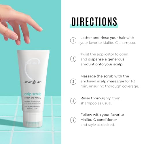 Malibu C Head Lab Scalp Scrub - Gentle Exfoliator with Charcoal & Jojoba, Vegan Hair Care (6 oz)