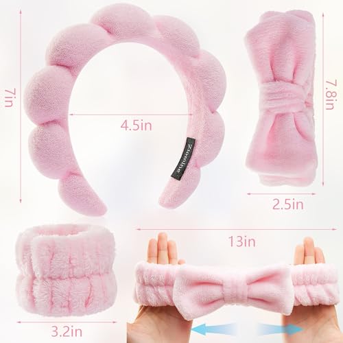 Spa Headband & Wristband Set for Face Washing & Skincare