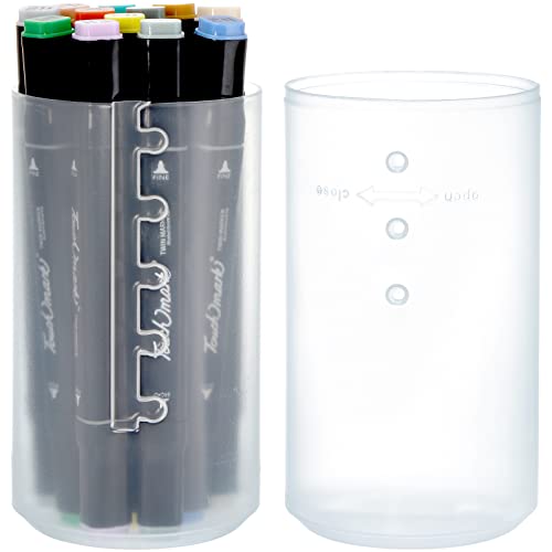 TOPZEA 4 Pack Retractable Makeup Brush Holders, Plastic Portable Cosmetic Organizer Travel Makeup Accessories Cups with Lid, Dust-proof Brushes Storage Case for Women, Make-up Artist