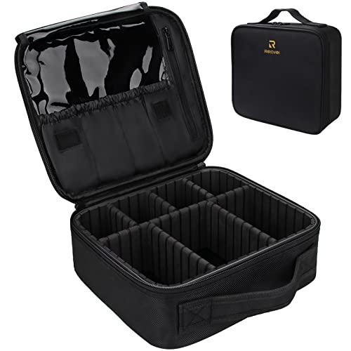 Relavel Travel Makeup Train Case with Adjustable Dividers