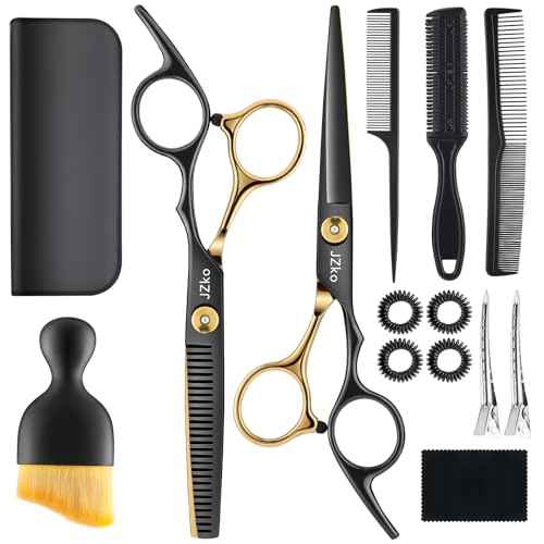 Hair Cutting Scissors Shears Kit, 6.7¡±Barber Shears, Professional Thinning Shears for Hair Cutting & Haircut Scissors for Barber/Salon/Home/Men/Women/Kids/Adults Shear Sets (Black)