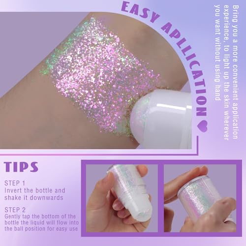 Roll-On Holographic Body Glitter Gel - Sparkling Pink