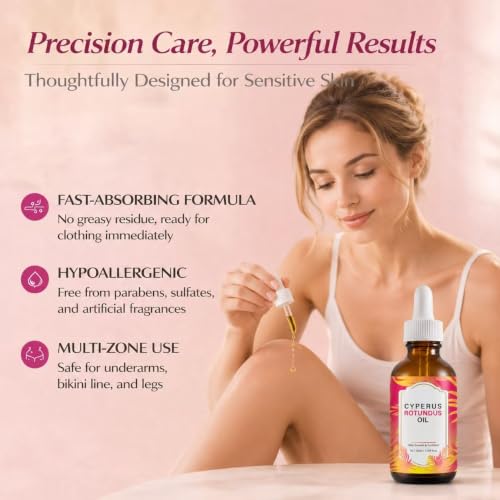DreamCatching Cyperus Rotundus Hair Removal Oil - Natural Skin Softening & Pore Refinement, 2 Fl Oz
