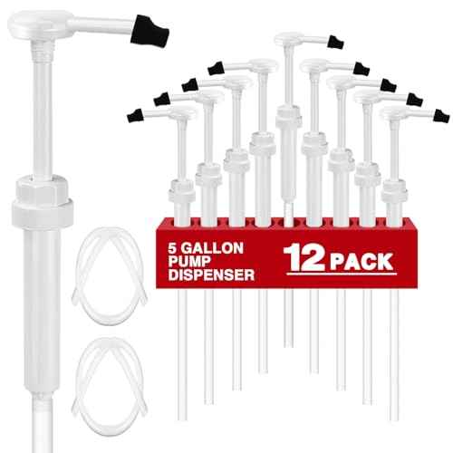 12 Pcs 5 Gallon Pump Dispenser 38-400 1 oz Dispenser Pump for Large Gallon Bucket with 50cm Extended Tube, Cap to Avoid Dripping, Great for Shampoo, Conditioner, Bleach Liquid, Laundry, Detergent, Oil