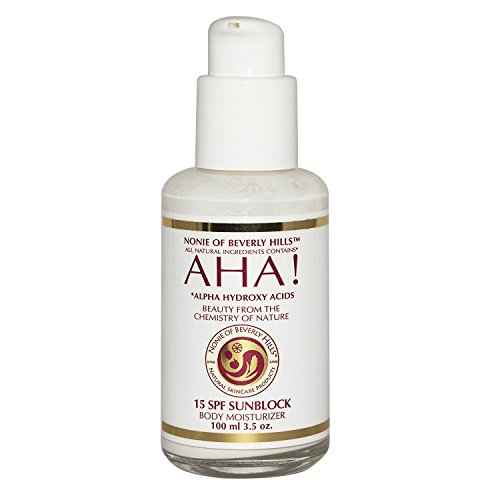 Nonie of Beverly Hills AHA All-Natural 15 SPF Sunscreen ? 100% Vegan & Pure Ingredients ? UVB Protection for Long-Lasting Defense ? Skin Food for Daily Use ? Made in the USA