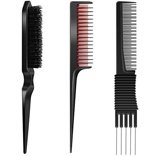 Patelai 3-Piece Teasing Comb Set with Rat Tail & Metal Prongs