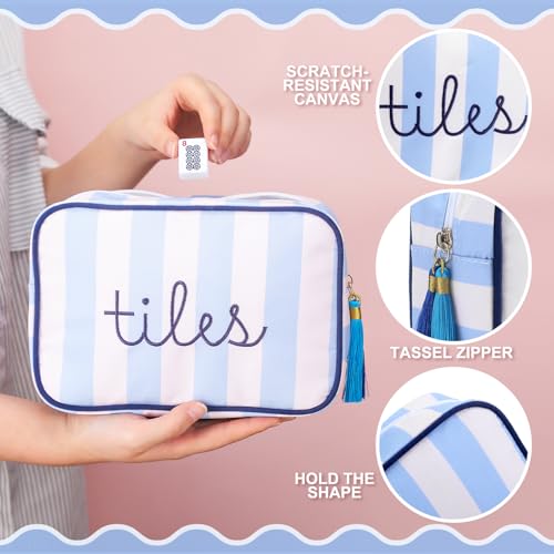 Sanwuta Mahjong Tile Bag with Zipper, Embroidered Storage Pouch