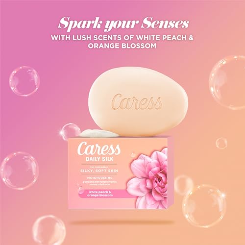 Caress Beauty Bar Soap For Noticeably Silky Soft Skin Daily Silk Extract and Floral Oil Essence 3.15 oz,(Pack of 6)