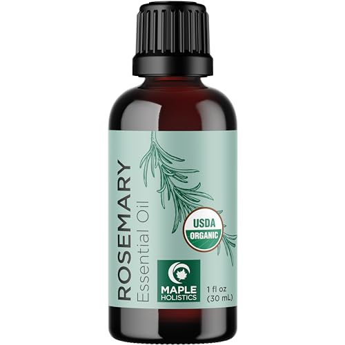 Certified Organic Rosemary Oil for Hair - Pure USDA Organic Rosemary Essential Oil for Hair Skin and Nails plus Aromatherapy - Organic Hair Oil for Dry Scalp Treatment and Enhanced Volume and Shine