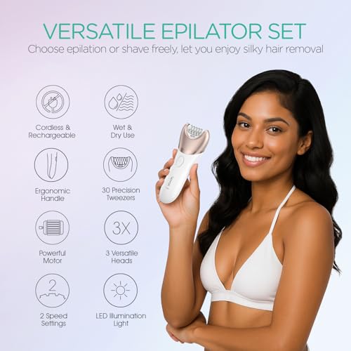 Epilator for Women - 3-in-1 Hair Removal with LED Light
