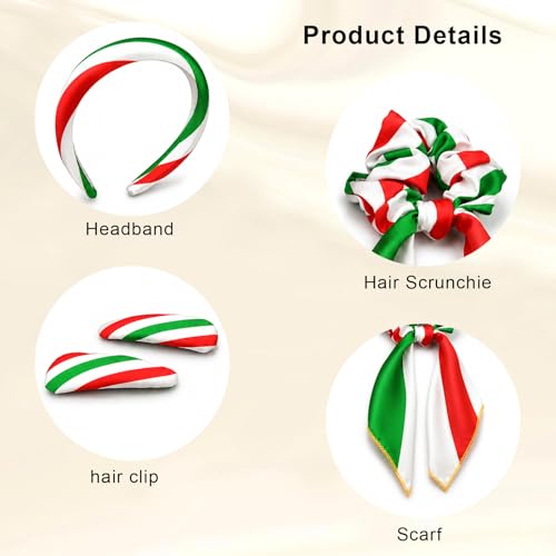 Italy Flag Hair Accessory Set - 4-Piece Headband & Clips