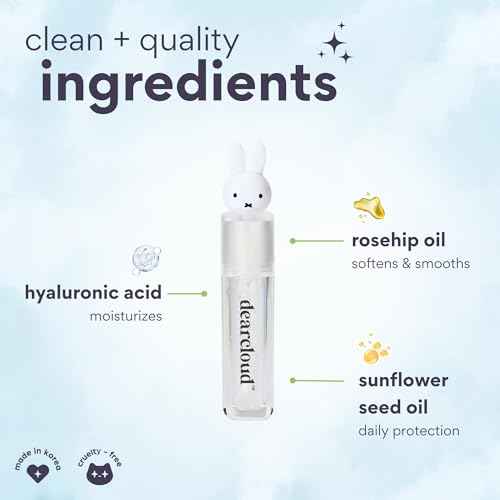 dearcloud Miffy Lip Serum Jelly - Clear Shimmer Lip Gloss for Hydration & Shine (Clear Skies)