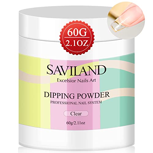 SAVILAND Clear Dip Powder for Nails - 2.1 oz / 60g Crystal Clear Dipping Powder