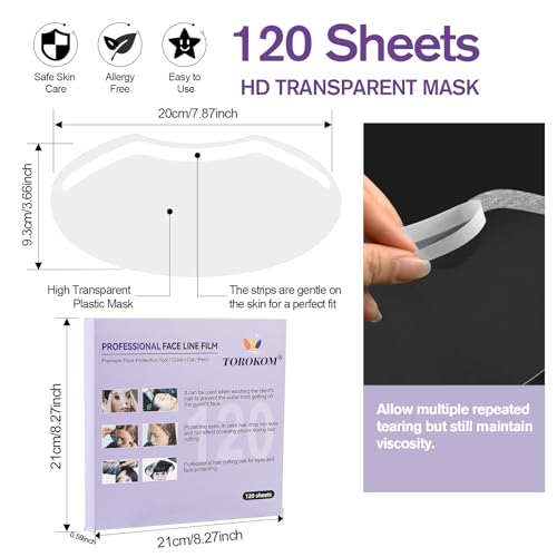 TOROKOM 120 PCS Shower Face Eye Shields£¬Clear Face Shield Eye Shields for After Surgery Shampoo, Makeup Eyebrow Shower Visor for Salon Supplies Eyelash Extensions