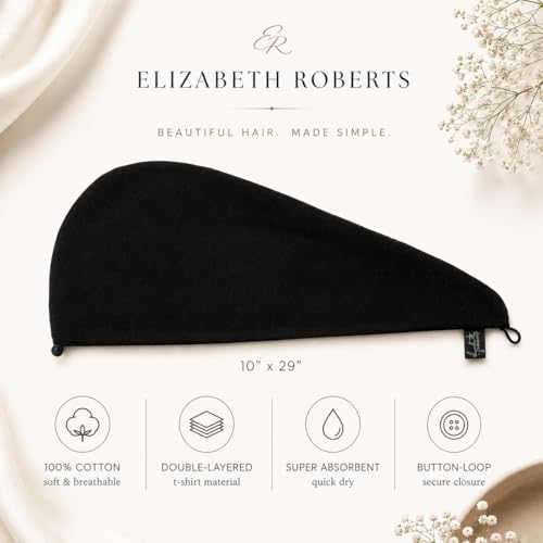 Elizabeth Roberts 100% Cotton Hair Towel Wrap for All Hair Types