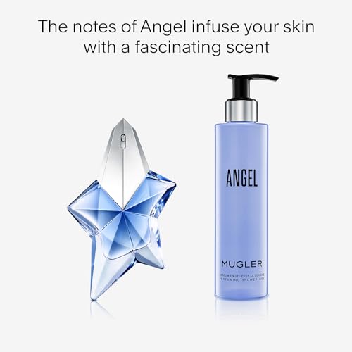 Mugler Angel - Shower Gel - Floral & Woody Womens Scented Body Wash - With Peony, Praline, and Wood Accord- 6.7 Fl Oz