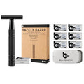 BULIMICA Matte Black Safety Razor Kit, Includes 1 Safety Razor with 10 Blades and 1 Razor Blade Bank with 30 Blades