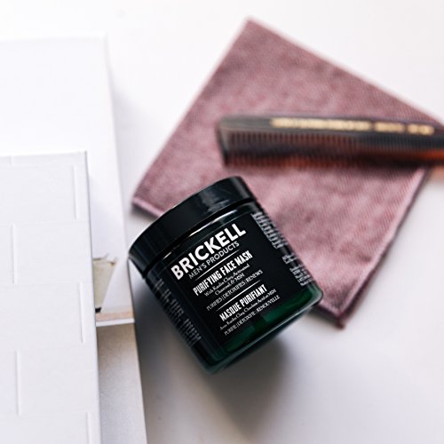 Brickell Men's Purifying Charcoal Face Mask Skin Care Product, Natural and Organic Activated Charcoal Facial Mask With Detoxifying Kaolin Clay, 4 Ounce, Unscented