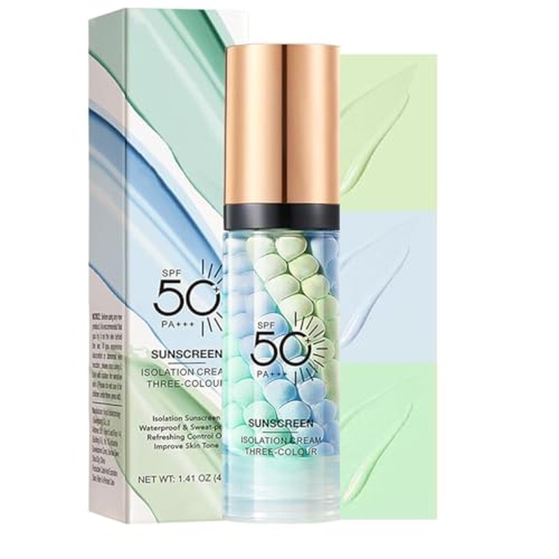 Primer for Face Before Makeup,Sunscreen Tricolor for Face,SPF 50,Color Correcting Primer,Hydrating Makeup Waterproof & Long Lasting & Oil Control,Radiance Skin