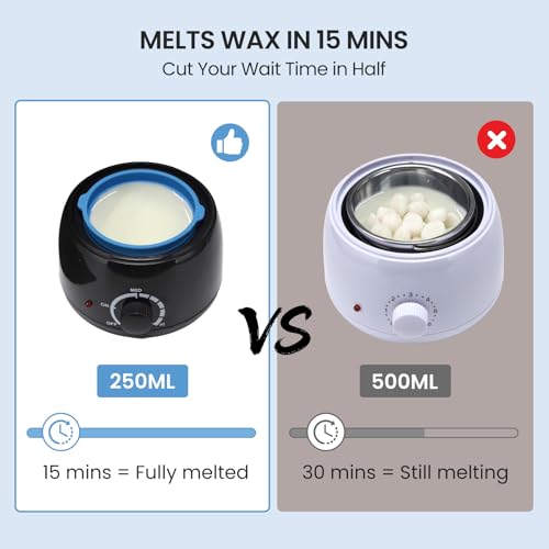 250ml Mini Waxing Kit for Women, Hard Hot Wax Kit for Hair Removal, At Home Waxing Kit for Bikini & Underarms & More, Sensitive Skin, Precise Temp Control, Compact Single Person Use