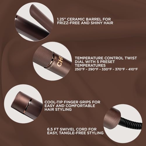 CHI 1.25in Ceramic Curling Iron with 5 Temperature Presets 250–410°F