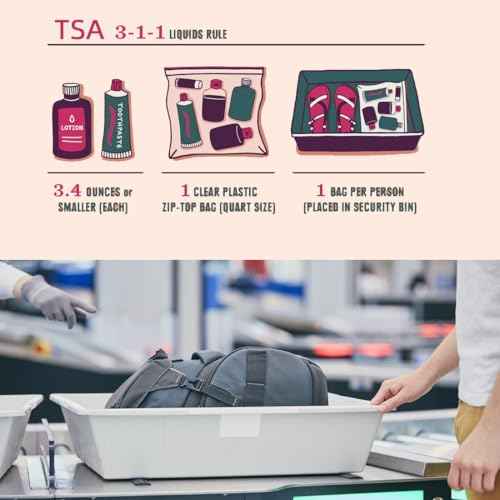 Clear Toiletry Bag, 3 Packs TSA Approved Water resistant Travel Organizer, Airport Airline Travel Essential Carry On Makeup Cosmetic Bags for Women, RosePink - 3 packs