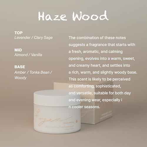 Body Cream with Perfume Splash Haze Wood - 2024 New Version, Lavender Vanilla Amber Shea Butter Argan Oil Smell Good Scented Nourishing Body Lotion Gift Moisturizing for Dry Skin [7.05 OZ]