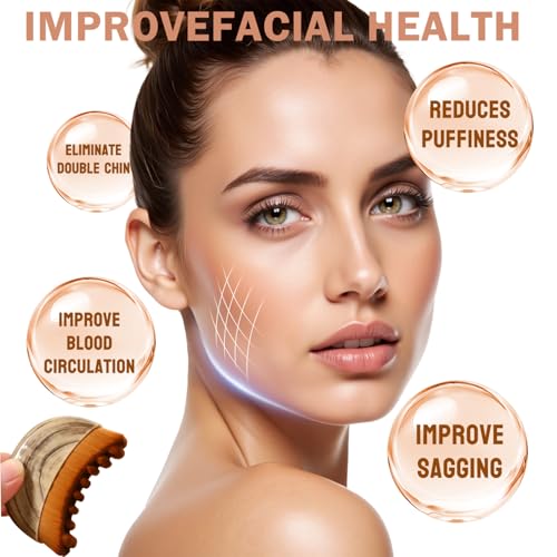 2PCS Lymphatic Contour Face Brush with Gua Sha Tool, Dry Brushing Lymphatic Drainage Massager for Face Chin & Jawline Sculpting (2PCS Contour Brush with 1PCS Guasha Tool)