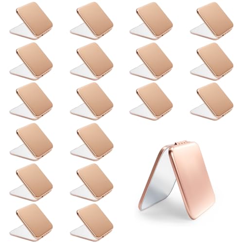 Compact Mirror, Pocket Travel Makeup Mirror for Purse, Metal Square Shell, 2-Sided 1X/2X Magnifying, Portable, Folding, Handheld, Rose,18 Pack