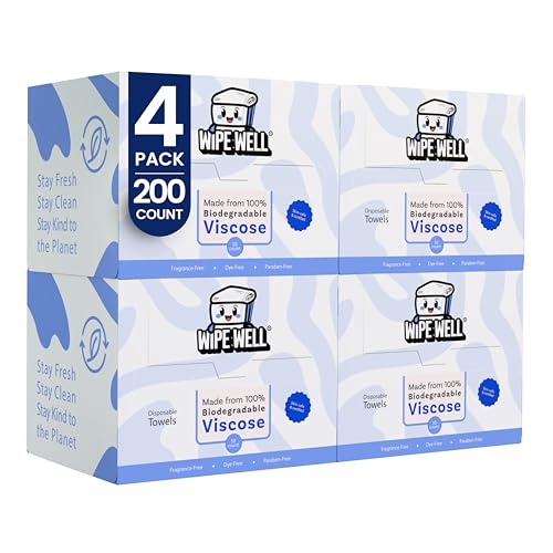 Disposable Face Towels for Sensitive Skin, Biodegradable Ultra Soft Facial Dry Wipes, Multi-purpose for Skin Care, Dye-Free, Paraben-Free, Lint-Free, Makeup Remover Clean Towel