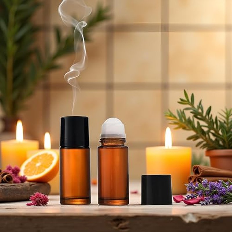 2 Pack 30ml Brown Glass Essential Oil Roller Bottles