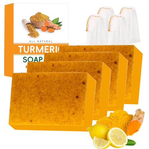 Lemon Turmeric Kojic Soap ? Kojic and Turmeric Soap, Jabon De Curcuma Para Las Manchas, TurmericSoap Bar for Face and Body, Moisturizing Deep Cleansing