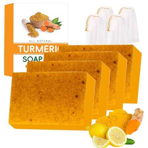 Lemon Turmeric Kojic Soap ? Kojic and Turmeric Soap, Jabon De Curcuma Para Las Manchas, TurmericSoap Bar for Face and Body, Moisturizing Deep Cleansing