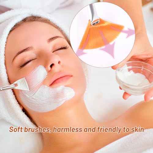 20 Pieces Fan Brushes Facial Applicator Brush Soft Makeup Mask Acid Applicator Brush Esthetician Cosmetic Brush for Mud Cream, Makeup Peel (White)