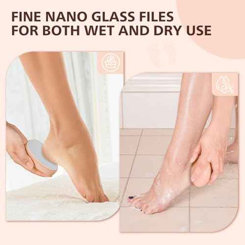 BALUCA Glass Foot File Callus Remover for Feet - Nano Glass Foot Scraper Scrubber Dead Skin Removal for Cracked Heels,Professional Pedicure Tool for Home, Salon, and Travel (Apricot)