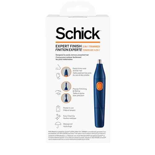 Schick Hair Trimmer, 3-in-1 Trimmer for Nose, Ear & Eyebrows, Painless Hair Removal, Cordless, Quick-Change Attachments, Waterproof, Expert Finish, Unisex Grooming