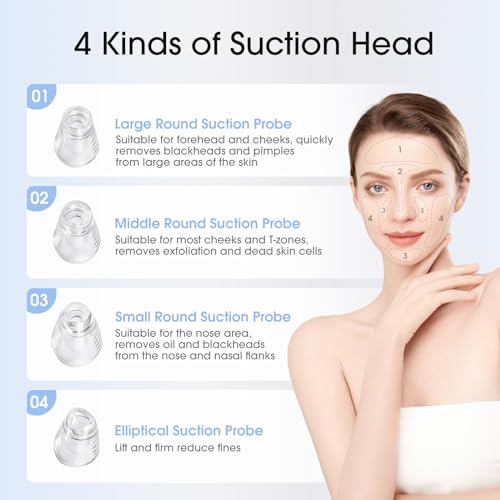Yccu Blackhead Remover Vacuum Pore Extractor - 4 Modes, 5 Heads, USB Rechargeable