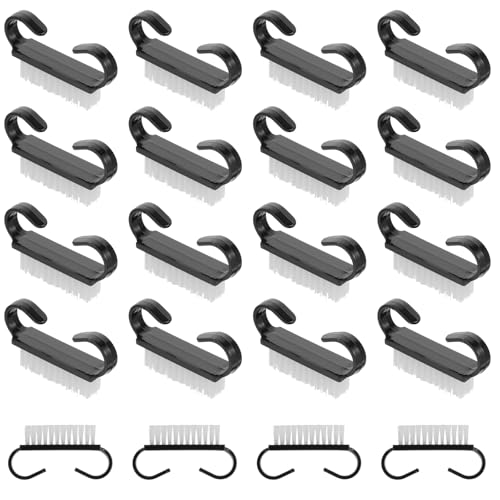20-Pack Nail Brush Cleaner Set - Ergonomic Black Nylon Brushes