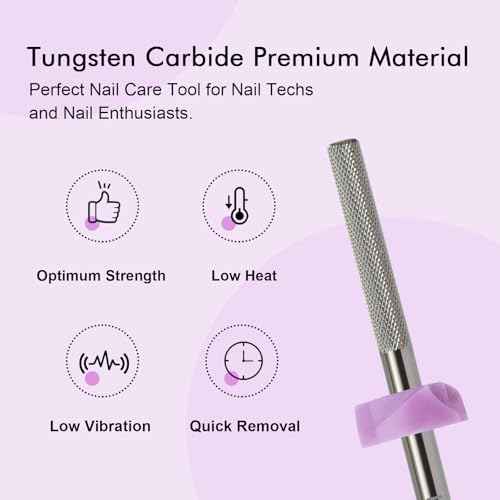 3/32¡±Tungsten Carbide Nail Drill Bit, Buffer Cuticle Remover, Nail Buffer & Prep File, Two-Way Rotation, Fine Grit for Manicure, Pedicure, Home & Salon Use (3XF Grit, Silver)