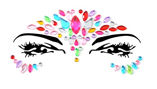 Face Gems Adhesive Glitter Jewel Tattoo Sticker Festival Gems Rave Party Body Make Up (21 PCS FACE GEMS)