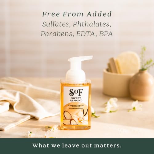 SoF Sweet Almond Foaming Hand Wash 8oz Pack of 3 - Hydrating, Vegan, Coconut & Agave Nectar