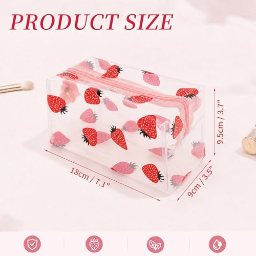 Clear Strawberry Makeup Bag - Portable PVC Toiletry Organizer