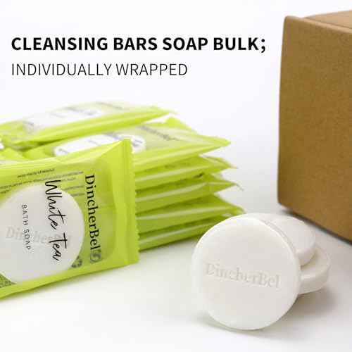 DincherBel 200 Pack 0.5oz Travel Soap, Mini Round Cleansing Bars Soap Bulk Travel Size, Individually Wrapped Toiletries Amenities for Hotel, Airbnb, Shelter, Camping and Traveling