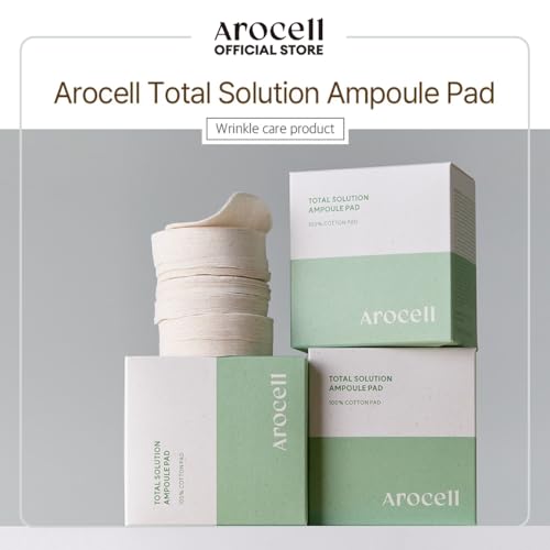 AROCELL Total Solution Ampoule Pad 28 Sheets ? Korean Skincare Cotton Face Pads for Hydrating, Moisturizing, Exfoliating, Wrinkle Care, Elasticity Boosting, Pore Refining, Daily Toner Treatment