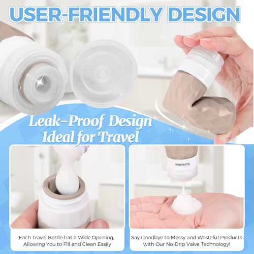 Silevoler Cream Travel Bottles Set - 16pcs TSA-Approved Silicone Toiletry Containers