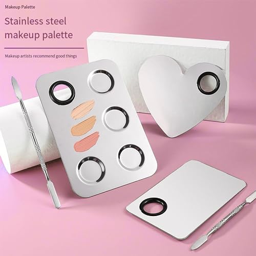KissDate Stainless Steel Makeup Mixing Palette & Spatula
