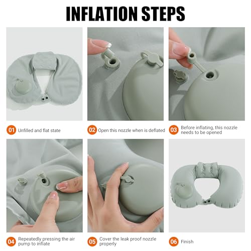 Inflatable Neck Pillow for Travel & Bath - U-Shaped Support